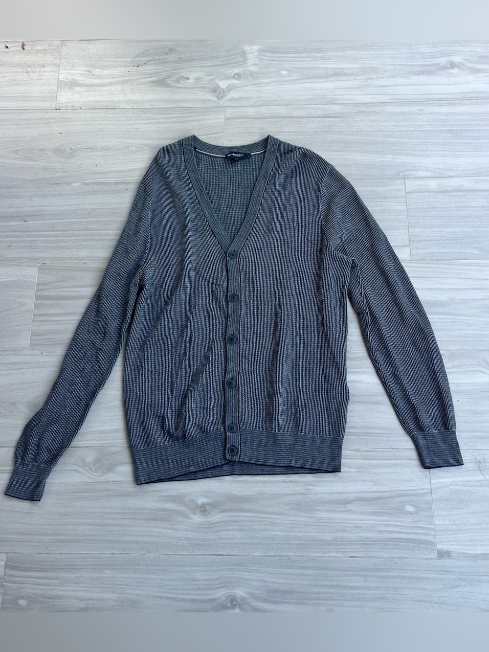 Hackett London Wool Blend Cardigan Men’s Size Large Grey V-Neck Button Front
